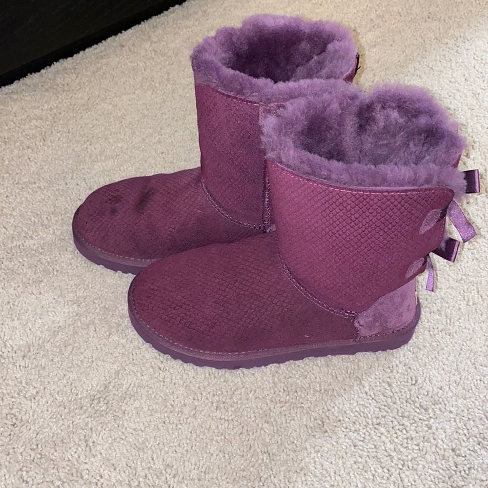 UGG Plum Ankle Boots with Ribbon Detail